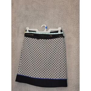 NWT Ann Taylor Black and White Belted Skirt 8